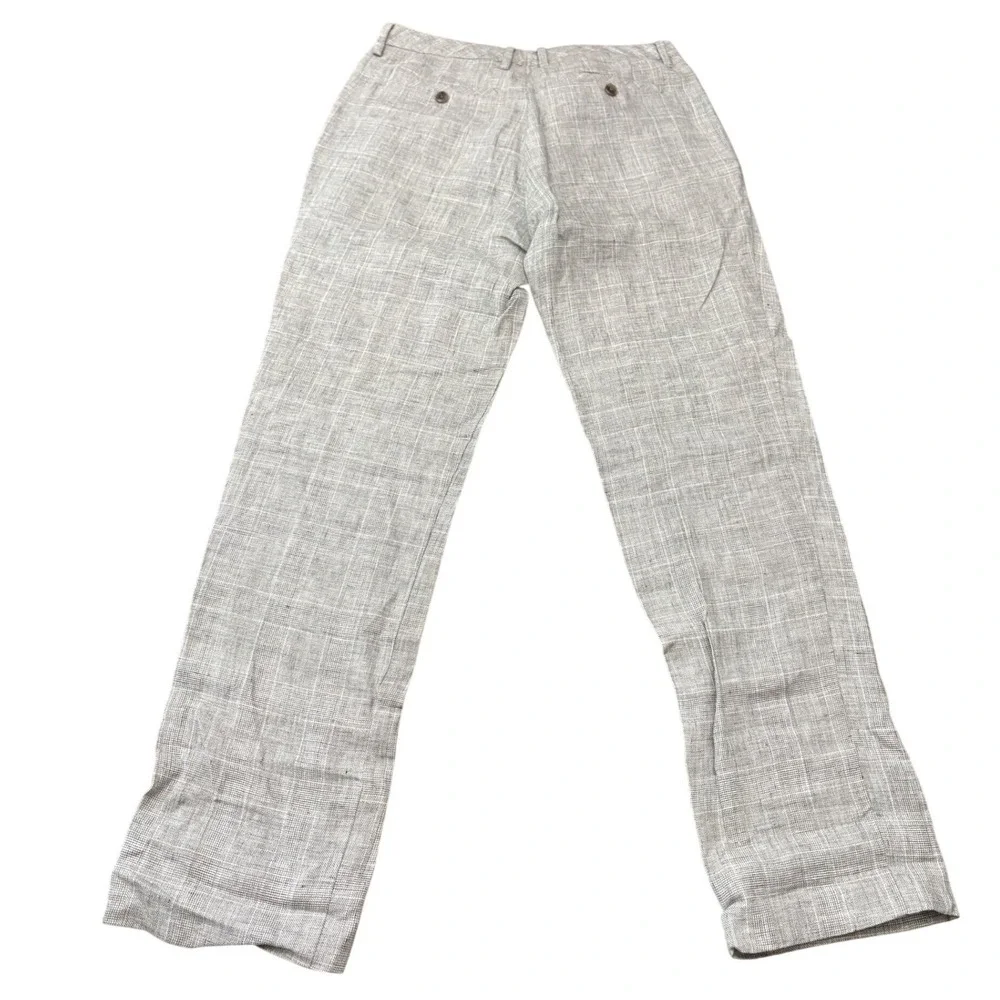 Bonobos Men's 100% Linen Trousers 31x32 Grey Fine Check Summer Dress Pants